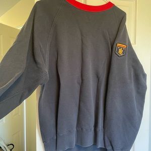 Vintage Ralph Lauren pullover sweater. Navy with red neckline.